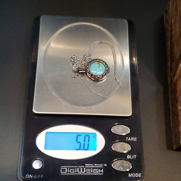 18 Inch 925 Sterling Silver Changeable Stones Marcasite Pendant Necklace - Picture 7 of 8